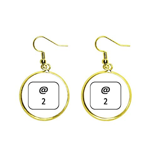 Pendientes largos dorados con símbolo Teclado 2 para mujer