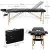 Yaheetech Table de Massage Pliable Lit de Massage 3 Zones Professionnelle Portable Charge 250 kg Hauteur réglable 213 x 60 cm en Bois de hêtre Noir