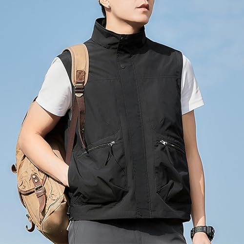 Hixiaohe Mens Vest Golf Outwear Windproof Lightweight Softshell Vest Photo Hiking Travel Work Sleeveless Jacket with Pockets 5