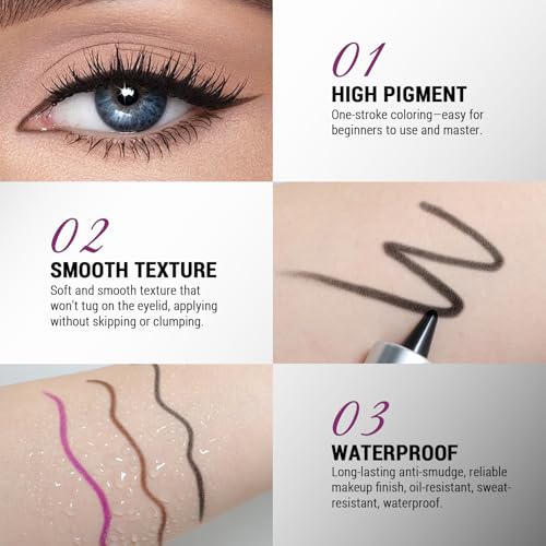Set 3 Gel delineadores de ojos mate Noerrors Negro Marrón Ciruela miniatura 3