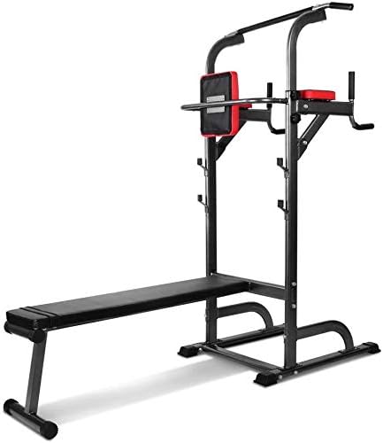 Stand Pull Up Station with Freestanding Pull-Up Bar, Fitness Station, Adjustable Height Pull Up Bar Station Tower with Sit Up Bench, Home Strength Training