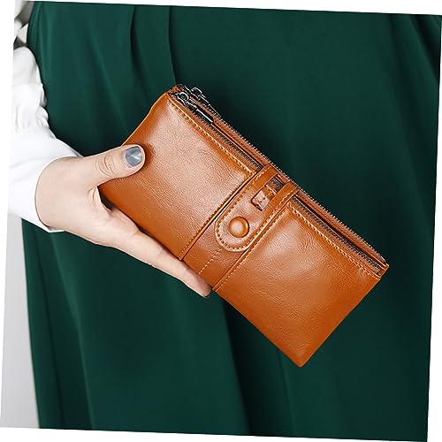 VALICLUD Antique Vintage Leatherette Wallet for Women Rfid Blocking Long Clutch Purse Stylish Khaki Card Holder with Zipper Closure for Secure Storage3