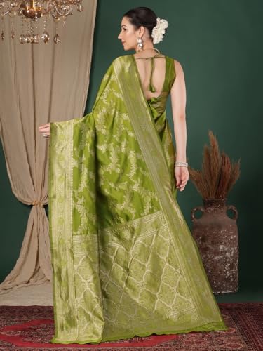 Image of AKHILAM Women's Kanjivaram Woven Soft Silk Saree With Blouse Piece