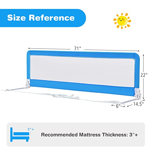 Honey Joy Bed Rail For Toddlers, 71-In Extra Long, Portable Safety Bed Guardrail W/Double Safety Child Lock, Foldable Baby Bed Rail Guard, Fit King & Queen Full Twin Size Bed Mattress(Blue, Pack 2) #TOP7