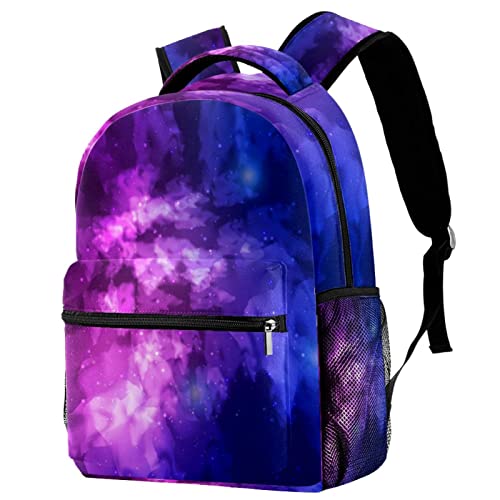 Sac à dos fille et garçon violet ciel étoilé avec porte-bouteille