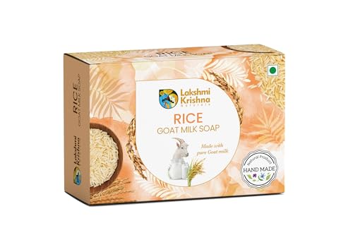 Image of Lakshmi Krishna Rice Goat Milk Soap-100g Extra virgin olive oil, Farm fresh goat milk, Coconut oil ||100% Natural Ingredients for Radiant Skin ||