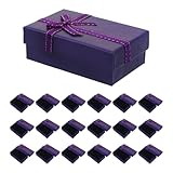 EPIGEIST Caja de Joyería de Papel Morado Pequeña 24 Piezas 5x8 Cm con Tapa para Embalaje de Pulseras, Anillos y Pendientes, Adecuado para Obsequio Navideño, Bodas y Almacenamiento