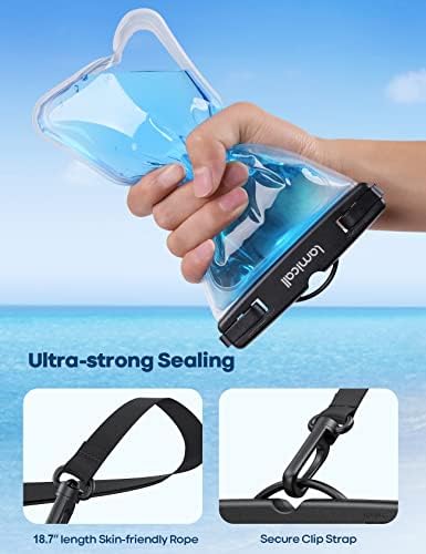 Lamicall Waterproof Phone Pouch Dry Bag with Lanyard - 2 Pack IPX8 [Easy Lock & Heavy Duty] Water Proof Cell Phone Case for iPhone 15 16 17 Pro Max, Samsung Galaxy S24 S25 Ultra, All 4-7" Cellphones - 4