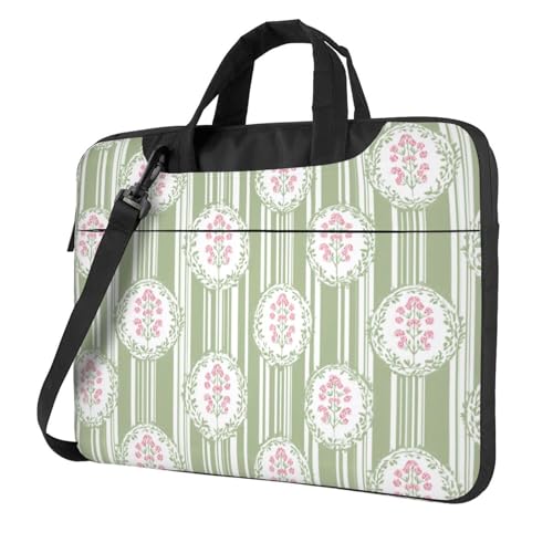 Housse PC 15,6 pouces rembourrée à motif floral rose et vert sauge