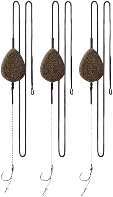 3pcs Inline Lead Carp Rig – Through-Wire Swivel Sinker with Leader, Pop-Up & Bottom Bead Setup, European Fishing Rig