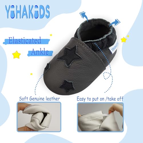 YIHAKIDS Soft Sole Baby Girls Boys Shoes Infant Toddler Leather Moccasins Slippers First Walker Crib Shoes Unisex 0-36 Months4