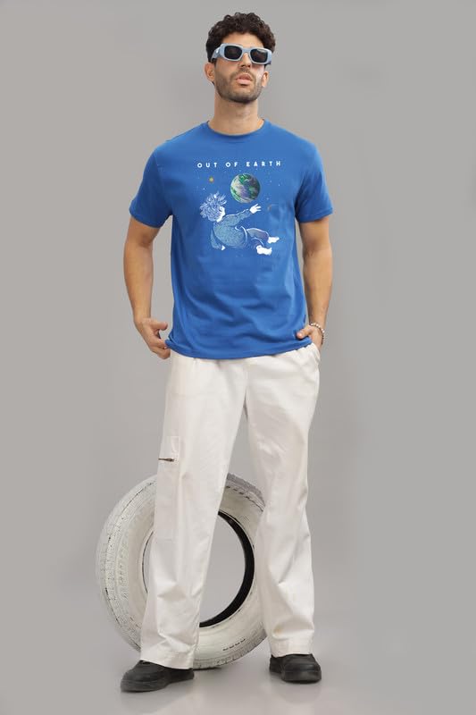 Image of XENOVAURBAN Men's Graphic Printed RN-Earth Round Neck Regular and Plus Size Cotton T-Shirt