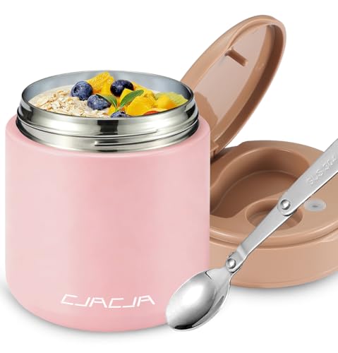 Thermo for Hot Food Kids - 15.2oz, Leak Proof Insulated Food Jar, Soup Thermo, Insulated Lunch Containers, Termos Para Comida Caliente, Wide Mouth Lunch Box with Folding Spoon and Handle