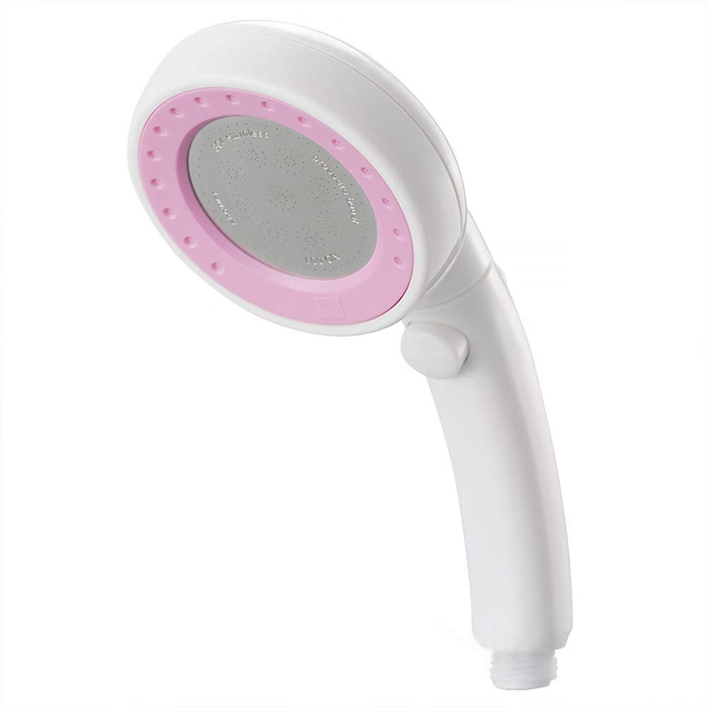 Cabezal de ducha de mano de alta presión con potente rociador, multifunción, regulador de flujo de baño, material ABS, azul (color: blanco) (rosa)