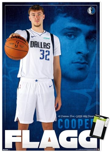 Trends International NBA Dallas Mavericks - Cooper Flagg 25 Wall Poster, 34L x 22.4W, Premium Poster & Mount Bundle