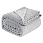 Bedsure Fleece Blanket King Size - Soft Cosy Fluffy Throw Blankets for Bed, Warm Large Throws for Audlts, Light Grey, 270x230 cm