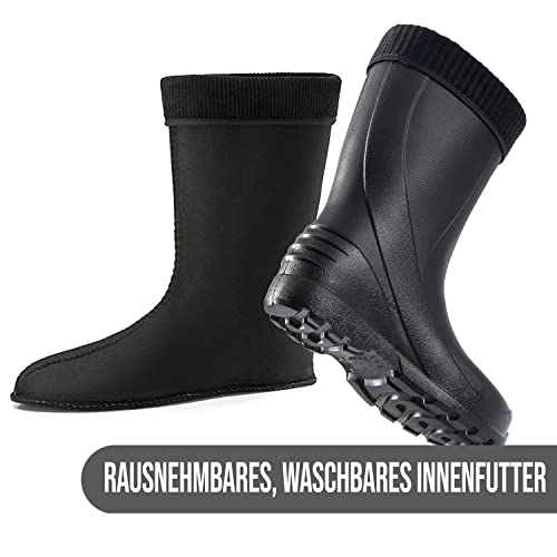 CLIMBR Leichte Gefütterte Gummistiefel Thermo Damen EVA warme Winter Stiefel Gr 36-42 mit Futter (Schwarz, 42)
