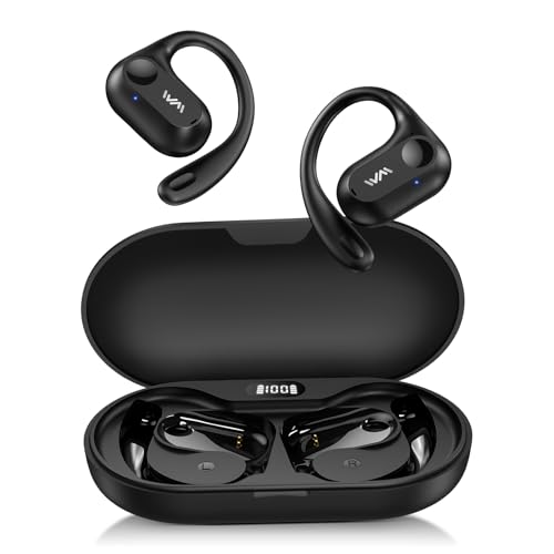 Open Ear Headphones,Bluetooth 5.3 Air Conduction Headphones ,Comfortable for Long Wear ,Powerful Bass,AI Clear Calls,30H Playback,IPX6 Light Weight Open Ear Earbuds with Ear-Hook for Workout,Running