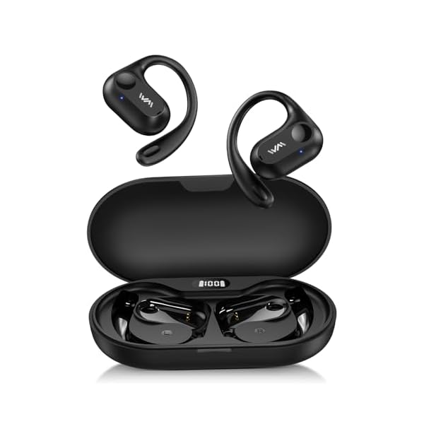 Open Ear Headphones,Bluetooth 5.3 Air Conduction Headphones ,Comfortable for Long Wear ,Powerful Bass,AI Clear Calls,30H Playback,IPX6 Light Weight Open Ear Earbuds with Ear-Hook for Workout,Running