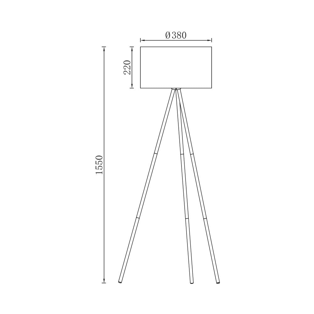 Braytron Stehleuchte – 3-Bein Standleuchte mit Satiniertem, Lichtstreuendem Kunststoffschirm & Chrombeinen, E27 Fassung, Ein/Aus-Schalter am Kabel, 155 cm Hoch für Wohnzimmer & Schlafzimmer, Beige