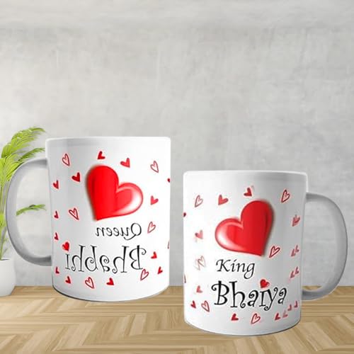 Image of CraftVatika Rakhi Mug Gift Combo for Brother Bhaiya Bhabhi - Premium Couple Pair Rakhi with Printed Mug Gift, Rakhi Set of 2