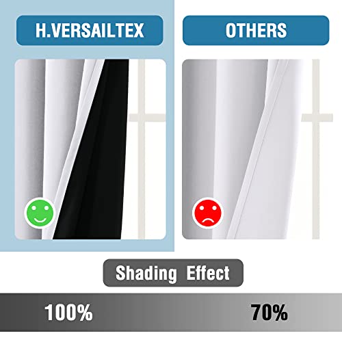 100% Blackout Curtains For Bedroom Thermal Insulated Blackout Curtains 45 Inch Length Heat And Full Light Blocking Curtains Window Drapes For Living Room With Black Liner 2 Panels Set, Bleached White #TOP4