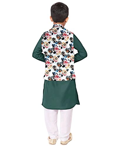 Image of Os Men's & boy kurta pyjama set with nerhu jackets (Multi printed) in cotton (baap beta|father son|)