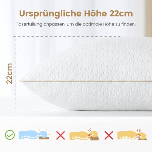 BedStory Kopfkissen 80x80 2er Set mit abziehbarem Bambusfasern Bezug, Antimilben und antibakteriell Kissen aus 1500g x 2 Mikrofasern, hypoallergen bequemes Weiches und atmungsaktives Kissen