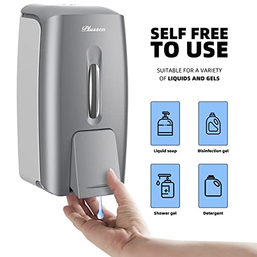 Image of Commercial Wall Mount Soap Dispenser, Refillable ABS Plastic Manual Liquid Hand Soap Sanitizer Dispenser, 27oz (800ml) Large Capacity for Restaurant Office Public Restroom