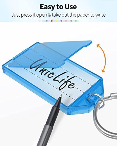 Uniclife 20 Pack Tough Plastic Key Tags With Split Ring Label Window, Assorted Colors #TOP2