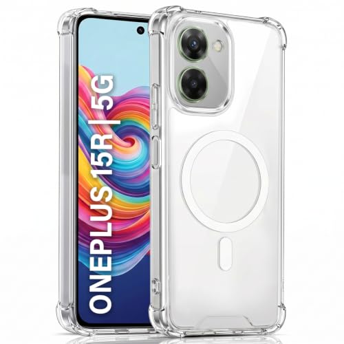Image of TRUEUPGRADE Back Cover for OnePlus 15R 5G Non Mag-Safe Transparent PC + TPU Bumper Case with Magnetic Print Shockproof Protection (Transparent Mag-Safe)