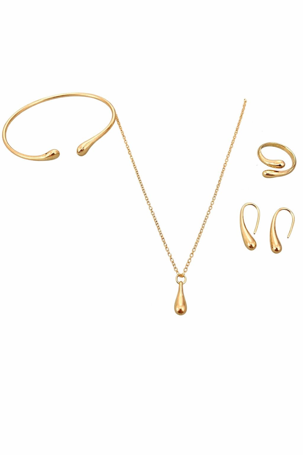 Anti-tarnish Minimalist Gold Teardrop Jewelry Set Raindrop design, Party and Gifting set, Anniversary Birthday, Gifting option for women, Girls, daily wear design, lightweight design-image-29