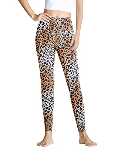 Gnainach Girls Leggings Size 11-12 Years Old Brown Leopard Kids Athletic Compression Pants High Waisted Tights For Running Workout #TOP1