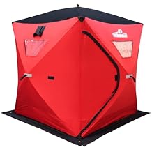 THUNDERBAY Ice Cube 2-4 Man Portable Ice Shelter, 24/34 Square Feet of Fishable Area, Portable 2-3 Person Ice Shanty