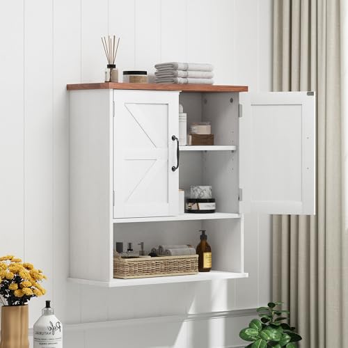 Smuxee-Farmhouse-Bathroom-Cabinet-Wall-Mounted-White-Small-Bathroom-Medicine-Cabinet-with-Adjustable-Shelf-Bathroom-Cabinet-for-Bathroom-Living-Room-Laundry-Room Smuxee Farmhouse Bathroom Cabinet Wall Mounted White Small Bathroom Medicine Cabinet with Adjustable Shelf Bathroom Cabinet for Bathroom Living Room Laundry Room