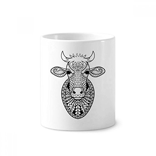 Porte-stylo vache en céramique et mug blanc de 350 ml pour bureau