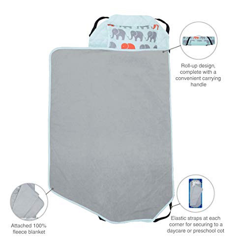 Wildkin Kids Modern Nap Mat With Reusable Pillow For Boys & Girls, Perfect For Elementary Sleeping Mat, Features Elastic Corner Straps, Soft Cotton Blend Materials Nap Mat For Kids (Elephants) #TOP6