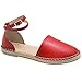 38 Rouge Emmanuela Espadrilles de Cuir, Chaussures d'été pour Femmes, Espadrilles de Haute qualité avec Ceinture à Boucle réglable, Cousue à la Main en Grèce