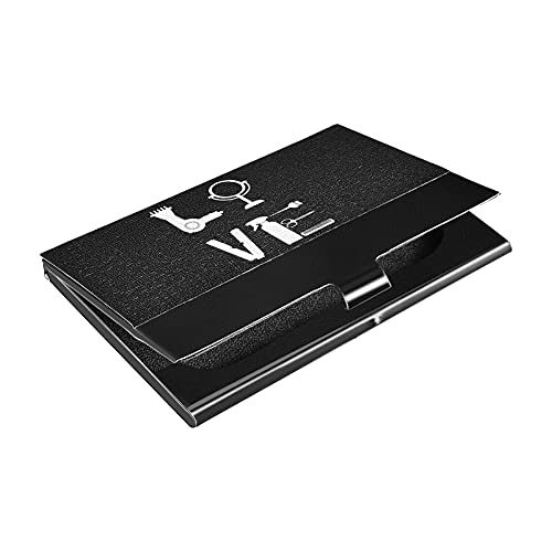 Hairdresser Hairstylist Love for Her Business Card case - Leather Business Card Holder Stainless Steel Wallet case Credit Card ID Card Holder