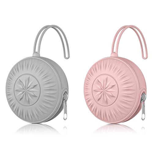 Image of senbowe 2 Pack Silicone Pacifier Holder Case, Newborn Baby Portable Silicone Pacifier Case Cover Pouch for Diaper Bag