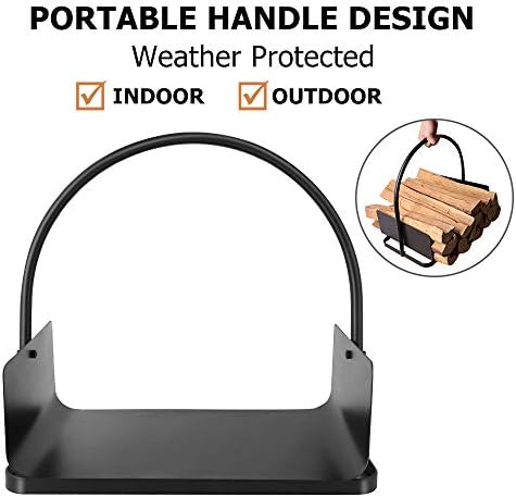 Amagabeli Fireplace Log Holder 17 x 12 x 17inch Firewood Strong Log Baskets for Wood with Handles Steel Wood Cradle Storage for Wood Stove Hearth Log Carrier for Kindling Indoor Outdoor Coal Holder
