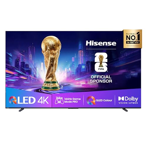 Hisense TV 100' QLED 4K 144Hz 100E7Q PRO, Smart TV VIDAA U8, Dolby Vision IQ, HDR 10+ Adaptive, 144hz Game Mode PRO, Dolby Atmos, Alexa Built-in, VIDAA Voice, Tuner DVB-T2/S2 HEVC 10, lativù 4K, 2025