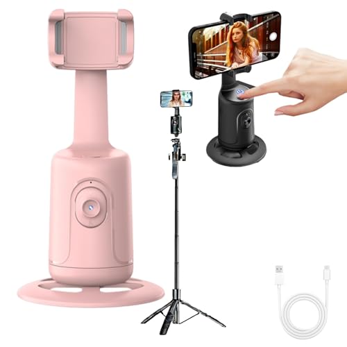 Estabilizador De Teléfono con Seguimiento Automático IA, Soporte con Seguimiento Facial 360° Sin App Y Control por Gestos, Estabilizador Recargable para Vlogs, Streaming Y Videollamadas (F)