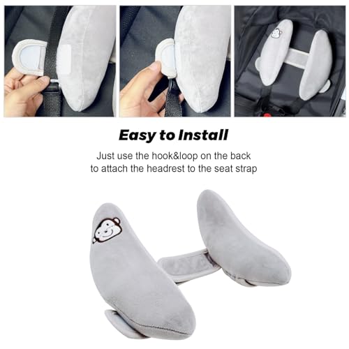 Image of Adjustable Baby Travel Pillow Cushion for Car Seat,Baby Head Neck Support,Headrest for Stroller,Toddlers Neck Pillows for Pushchair, U-Shape Head Support Pillow for Infants,Grey
