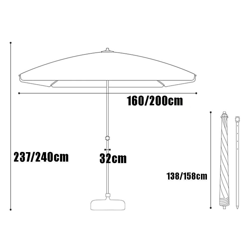 Ombrellone portatile da esterno color albicocca da 160 cm con tenda parasole per spiaggia, giardino, piscina, mercato, tavolo