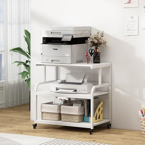 Image of Fannova 32.3 inchx18.9 inchx32.1 inch Extra Large White Printer Stand with Storage