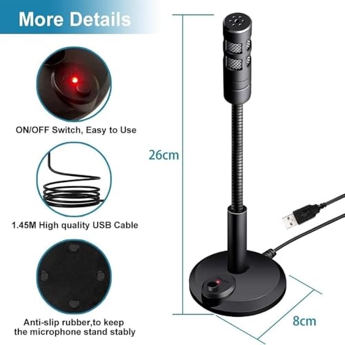 Drumstone {15 Years Warranty ) USB Computer Microphone, Plug and Play Desktop PC Laptop Microphone with Mute Button and LED Indicator for... - Image 4