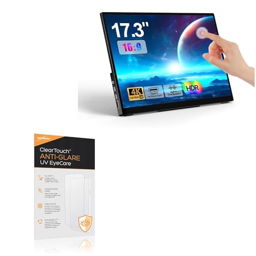 BoxWave Screen Protector Compatible With WCKUN Portable Monitor Touchscreen (17.3 in) - ClearTouch Anti-Glare Anti-UV EyeCare (2-Pack), Filters out Harmful Blue Light Reduce Fatigue