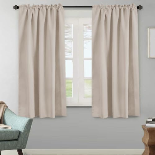 Image of H.VERSAILTEX Blackout Curtains Thermal Insulated Window Treatment Panels Room Darkening Blackout Drapes for Living Room Back Tab /Rod Pocket Bedroom Draperies (2 Panels, Fog, 52 x 63 Inch)