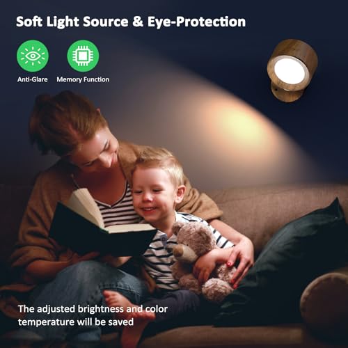 Image of Racokky LED Wall Lights 3 Pcs with Remote, Wall Sconces Lighting 3000mAh Rechargeable Battery Operated, 3 Color Temperatures & Dimmable Magnetic 360 Rotation Cordless Lamp for Bedroom Hallway